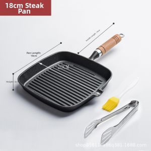 Non-stick Coating-Free Ribbed Steak Frying Pan