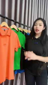 Áo Thun Nữ Trơn Có Cổ Thể Thao Cá Sấu Mè Form Xuông Cho Cả Nam Vải Siêu Nhẹ Mát