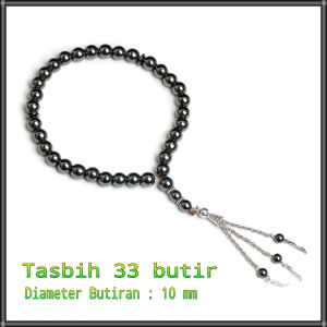 Tasbih Batu Hematite 33 Butir Diameter 10mm / Tasbih Sholat TB33002