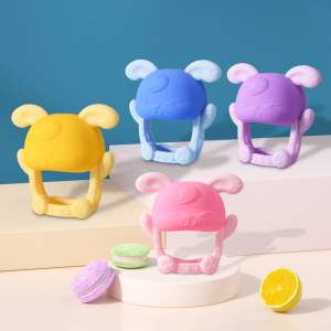 Baby Silicone Teether Wristband Rabbit Shaped Dental Care Gums Anti-eating Hand Molar Teether