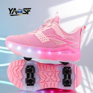 Childrens And Teenage Roller Skates - Fashionable Upgraded Edition with Enhanced Stability - Detachable Dual-Use Sports Shoe