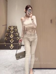 Slim Fit Womens Jeans Korean Style Tea Milk Color Tummy Control High Waist Denim Pants Spring Autumn Cleanfit Body Shape