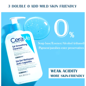 CeraVe Salicylic Acid Cleanser Facial Wash Oily Skin And Acne SA Smoothing Cleanser Salicylic Acid
