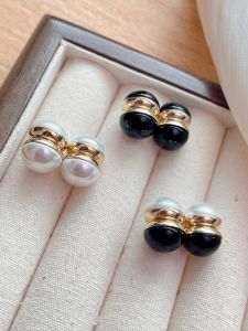 Sweet Simple Pearl round Double Magnetic No Piercing Earrings Fashionable Versatile Clip-On Earrings for Women Daily Wear
