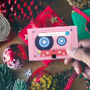 Simple Operation Recording Voice Cassette Tape Customizable Sound Greeting Card Present for Birthday Anniversary