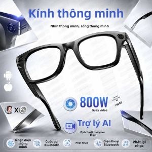Kính Thông Minh AI 2026 Với Camera 8MP Bluetooth Quay Video 1080P Chống Rung Dành Cho Nam Nữ Tích Hợp Chức Năng Dịch Thuật