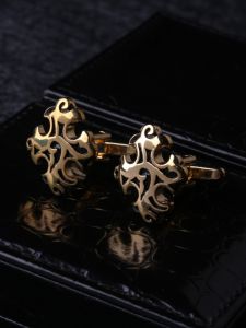 Vintage Gold Pattern Cufflinks for Mens French Shirt
