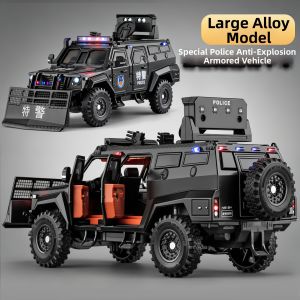 XINGXINGKEJIAO | Explosion-Proof Armored Vehicle Model Simulation Alloy Police Car for Boys