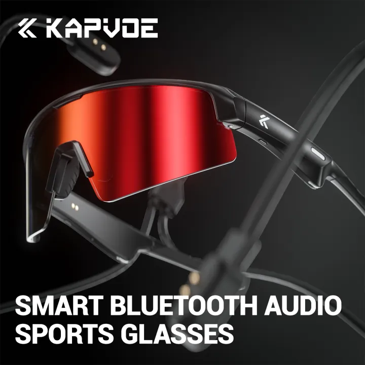 Kapvoe Smart Bluetooth Sports Sunglasses Photochormic Lenses Earphones Cycling Glasses Waterproof Outdoor UV Running Glasses