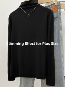 Slim Fitting Half High Collar Long Sleeve Tshirt Winter 2026 New