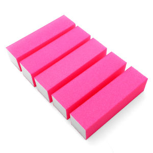10Pcs Pink Nail Buffer Blocks Rectangular Sponge Files for Gel Polish Removal Shaping Natural/Fake Nails Manicure Pedicure Tools