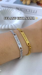 CIELO Bracelet Gelang Ukir Nama Laser Rantai Sisik Naga Titanium gold silver jewelry anti karat