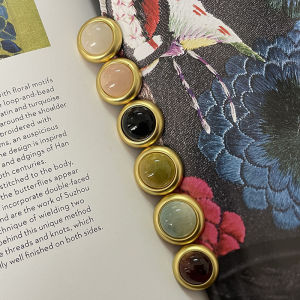 Retro Small Perfume Style Imitation Agate Metal Button Cashmere Coat Suit Fur Decoration Button Sweater Open Cardigan Outerwear Button