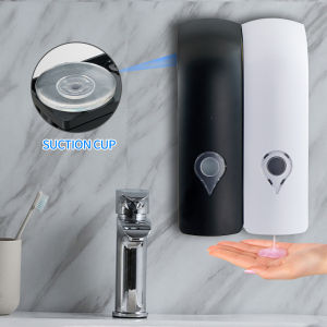 1pc EasyInstall Wall-Mounted Soap Dispenser with Suction Cup Plastic No Drilling Required Operation for Shampoo Hand Soap
