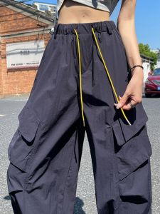 Quick Dry Ice Silk Outdoor Work Trousers Womens Summer Thin Candy Color Block Sporty Straight Leg Pants Korean Style