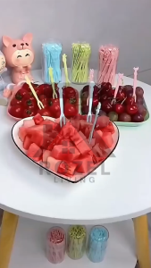 ROZEL Garpu Mini Tusuk Buah isi 50 pcs Fork Garpu Plastik Tusuk Cake Fruit Toothpick Serbaguna