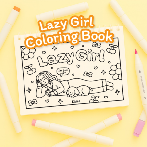 Kidee สมุดระบายสีผู้ใหญ่และเด็กโต Lazy Girl กระดาษหนาคุณภาพดีมี 7 ภาพ สำหรับคลายเครียด