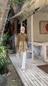 MDLY Baju Atasan wanita/Kemeja Wanita Kombinasi Exclusive brocade/Tiana Shirt by MDLY SERIES I