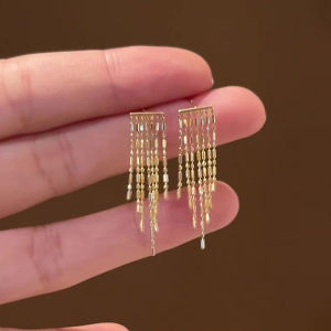 UOSU | Silver Needle French Retro Metal Tassel Fashionable Niche Light Luxury High-end Earrings Jewelry Valentine Anniversary Birthday