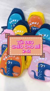 Túi đeo chéo bé trai bé gái 4 màu họa tiết khủng long dễ thương