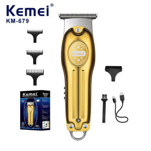 Wholesale Electric Gold Silver Color Hair Trimmer Kemei Km-679 USB Charging Mini LCD Light Carving Scissors Hair Clipper
