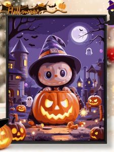 Modern Minimalist Labubu Halloween Hand-Painted DIY Filling Small Wild Color Drawing Decorative Painting Acrylic on Canvas