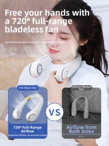 Portable Neck Fan 2023 New Model Child Friendly Leafless Mini USB Rechargeable Small Fan for on the Go Use NOCLILI F18