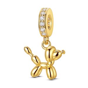 Chất Liệu Bạc 925 Bóng Poodle Mặt Dây Chuyền Quyến Rũ Dành Cho Nữ Cổ Điển Thiết Kế Hình Thú Zircon Điểm Nhấn Tự Làm Món Quà Trang Sức Phù Hợp Với Ban Đầu Vòng Tay