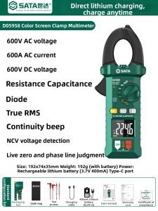 SATA | Auto-ranging AC DC High Precision Rechargeable Clamp Meter