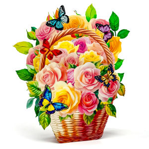3D Pop Up Flower Basket Greeting Card Handmade Floral Bouquet Card for Birthday Mothers Day Friends Anniversary Thank You Gift