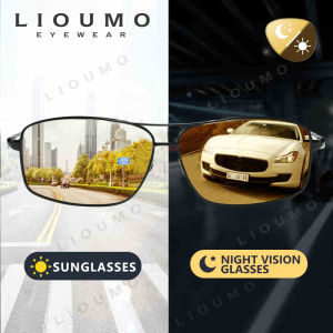 LIOUMO High Quality Alloy Sunglasses Men Polarized Photochromic Night Vison Goggle Chameleon Driving Glasses For Women zonnebril