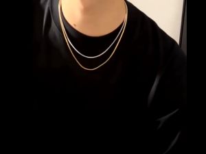 KALUNG TITANIUM PRIA WANITA MODEL GEPENG ANTI KARAT ANTI LUNTUR