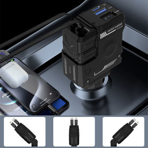 Seametal 4 trong 1 sạc điện dùng trên xe hơi TypeC PD cáp có thể thu vào sạc nhanh xe hơi phổ thông bộ sạc chuyển đổi nhanh phù hợp với Apple Android