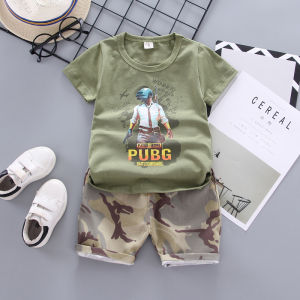 Pakaian anak anak Anak laki laki Kaos Kartun Celana pendek kamuflase Kapas Baju Katun Pakaian Setelan