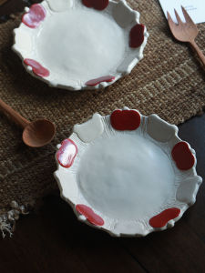 Modern Simplicity Ceramic Plate Dessert Cake Underglaze Color round Flat Dish Home Use Dishwasher And Microwave Safe