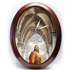 Chiming Wall Clock Religious design Jesus Christ. Westminster Chime. Perfect gift idea. Hourly or quarterly chime alarm clock with volume control and 4 music choices Automatic night shut-off