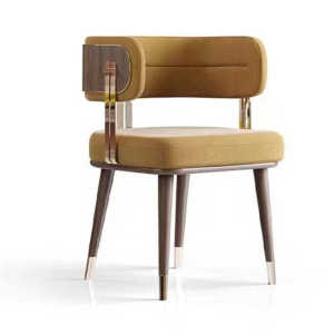 Nordic Style Solid Wood Dining Chair Modern Simple Fabric Armchair Hotel Reception Chair Creative Design Casual Leisure Chair