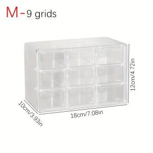 1pc Drawer Style Multifunctional 6/9/12 Grid Stackable Bead Storage Box Transparent Acrylic Desktop Jewelry Display Box