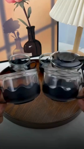 KAMJE Teko Teh Kaca Borosilikat 950ml with 4 Cups Set Teapot Chinese Elegan Tahan Panas Premium