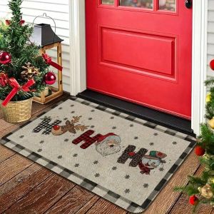 VIKAMA Christmas Happy Welcome Mat Santa Claus Reindeer Kitchen Carpet Entrance Floor Mat Holiday Home Decoration