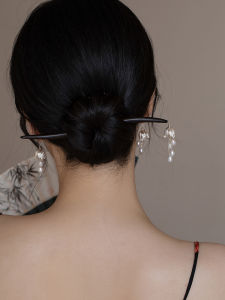 Original Design S925 Pure Silver New Chinese Style Black Ebony Hairpin Artistic Luxury Cool High-End Feeling Hairpin for Women
