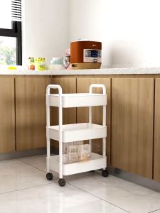 ชั้นวางพลาสติก 3-5 ชั้น รถเข็น เป็นชั้นวางรถเข็นห้องครัว