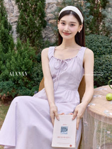 Đầm Dài Phong Cách Pháp Không T Tay Màu Tím