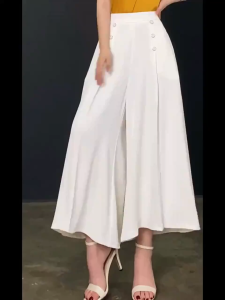 TTQQ Womens Pants High-waisted Loose Korean Casual Wide-legged Skirt Pants