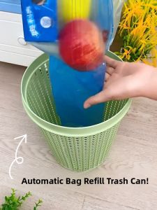 Large Capacity Automatic Bag Changing Trash Can for Kitchen Bathroom Living Room Toilet Dormitory Home Use Creative Plastic Garbage Can