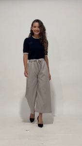 MINEOLA Tie Belt Straight Cut Wide Leg Cotton Pants (Celana Kulot Wanita Kekinian Korean Style)