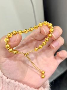 Flash 24K Gold Cat Eye as Right as Rain Lucky Beads Bracelet Female Ancient Heritage Small Golden Beads 999 Bracelet Gift
