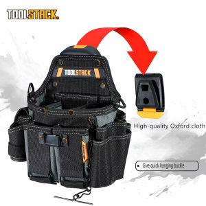 TOOLSTACK Multifunctional Electrician Pouch Large Capacity Storage Bag Wear-Resistant Oxford Waist Shoulder Tool Bag For Workers