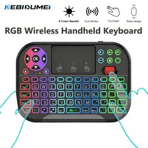 Kebidumei | FROM RGB Wireless Keyboard With Scroll Wheel Touchpad BT 2.4G Dual Mode Mini Handheld Mouse Keyboard for PC TV Projector
