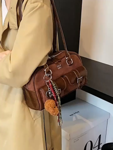 SEA YADOU กระเป๋าสะพายไหล่ผู้หญิงลมใต้ chio2n กระเป๋าหมอนวินเทจความรู้สึกสูงกระเป๋าบอสตันกระเป๋าถือ